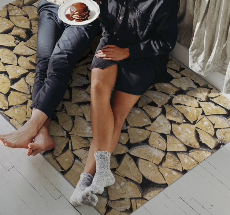 Alfombra vinílica imitación madera patrón de rebanada - TenVinilo