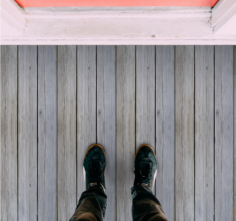 Alfombra vinílica imitación madera tablones gris envejecido - TenVinilo
