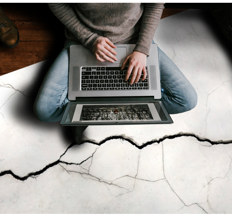 Alfombra vinílica imitación mármol blanco arrugado - TenVinilo