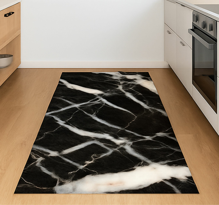 Alfombra vinílica imitación mármol efecto blanco y negro - TenVinilo