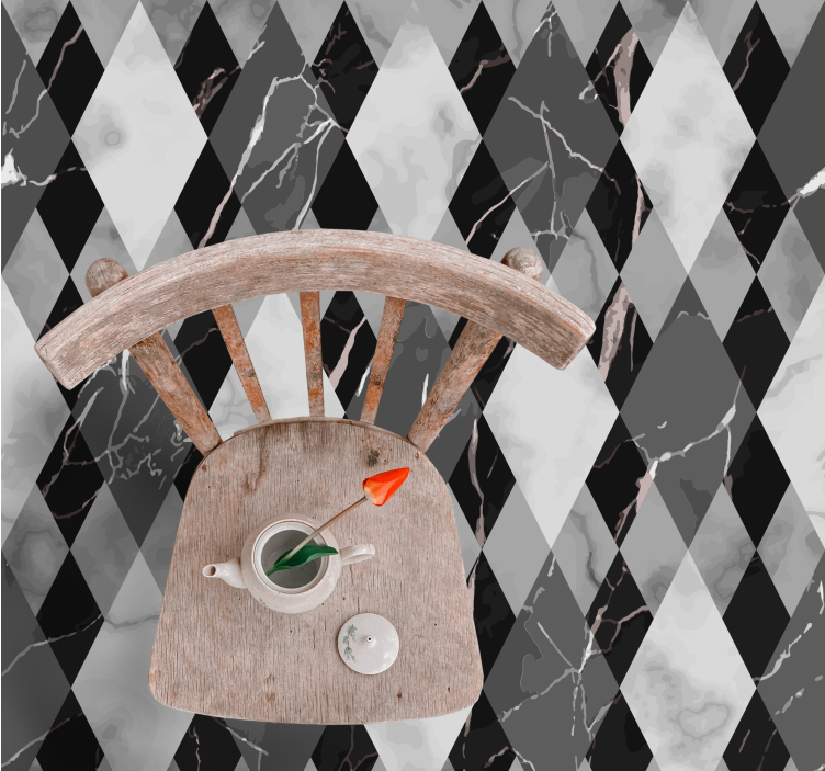 Alfombra vinílica imitación mármol patrón diamante - TenVinilo