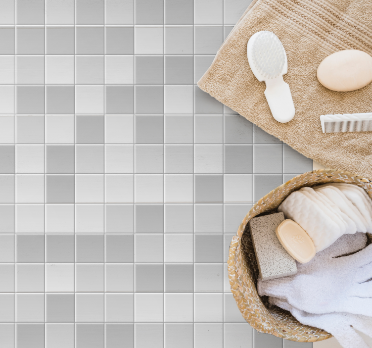 Alfombra vinílica baño elegante mosaico gris - TenVinilo