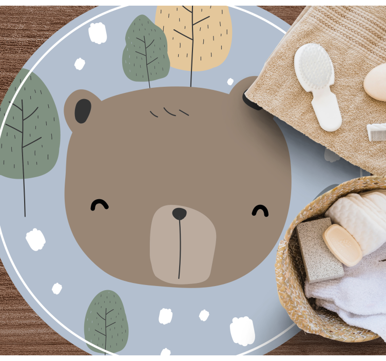 Alfombra vinílica infantil cara de oso feliz - TenVinilo