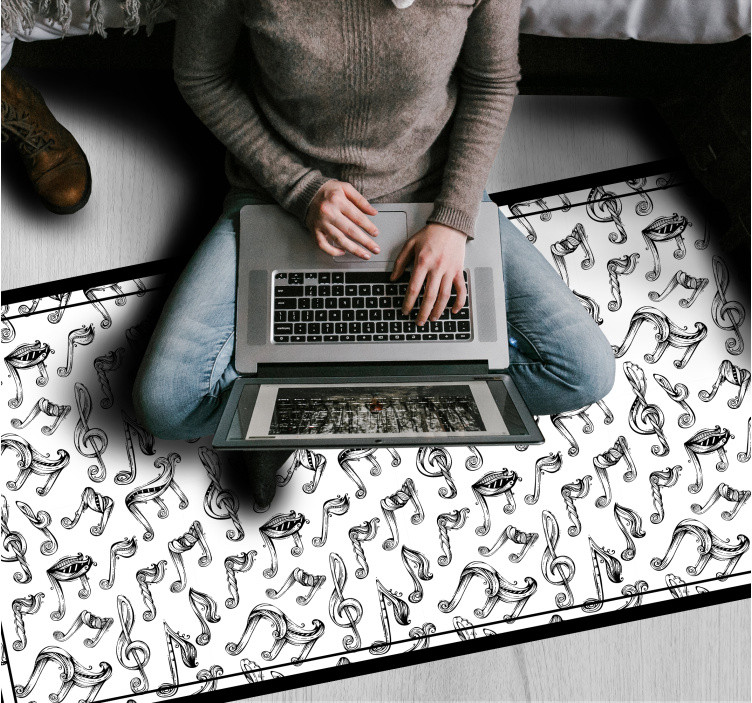 Alfombra vinílica juvenil diseño de nota musical - TenVinilo