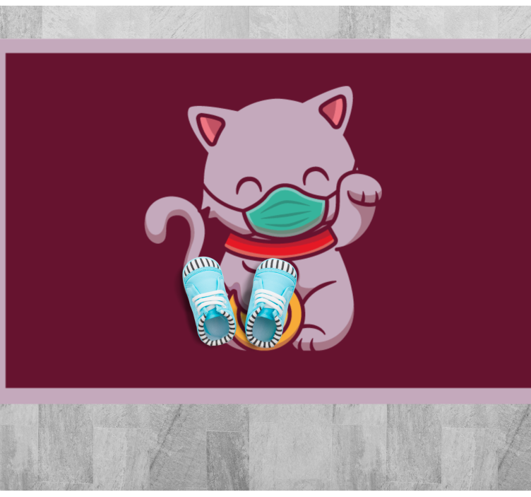 Alfombra vinílica animales gato con máscara - TenVinilo