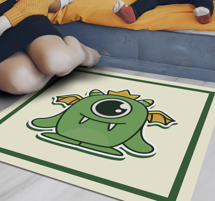 Alfombra vinílica infantil monstruo bebé verde - TenVinilo