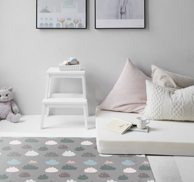 Alfombra vinílica infantil nubes estampadas - TenVinilo
