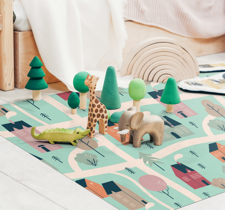 Alfombra carretera mapa para niños - TenVinilo