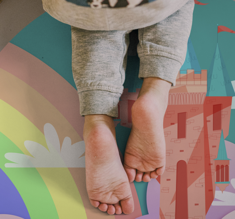 Alfombra de vinilo infantil Princesa del castillo mágico rosa - TenVinilo