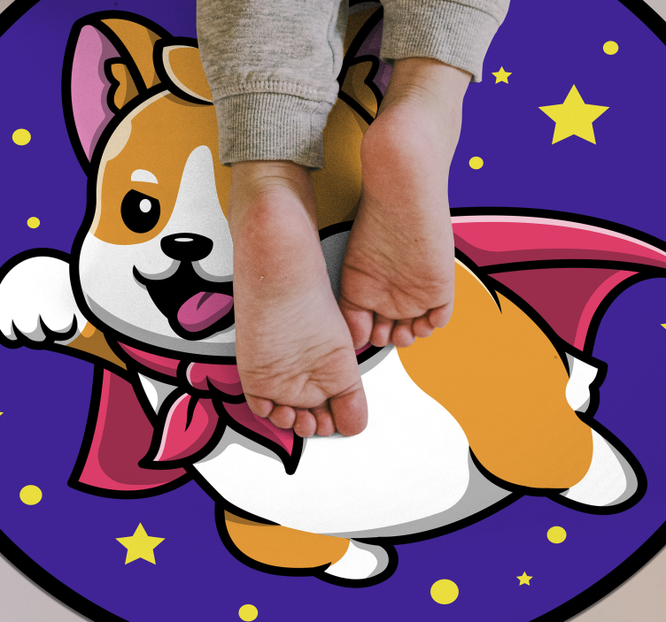 Alfombra vinílica infantil superhéroe corgi - TenVinilo