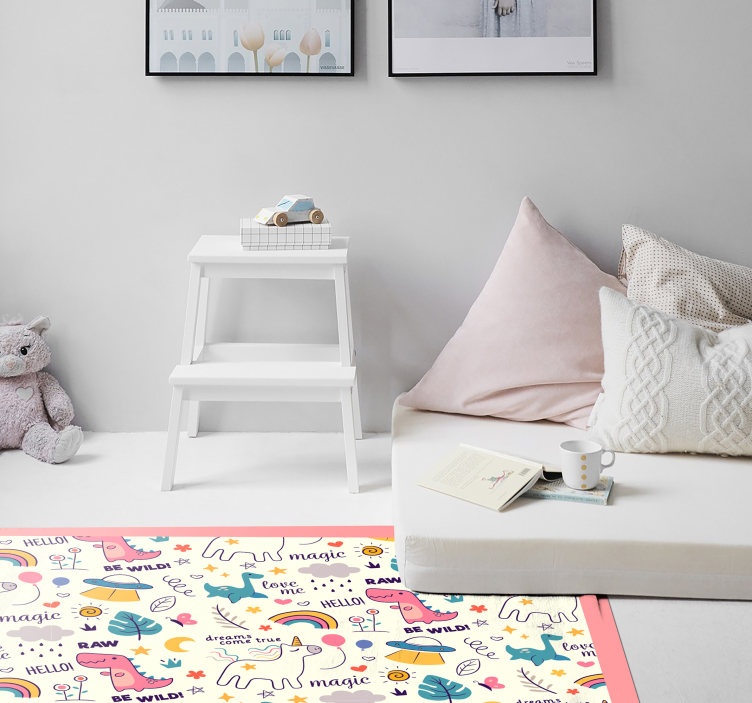 Alfombra vinílica infantil tema colorido dinosaurio - TenVinilo