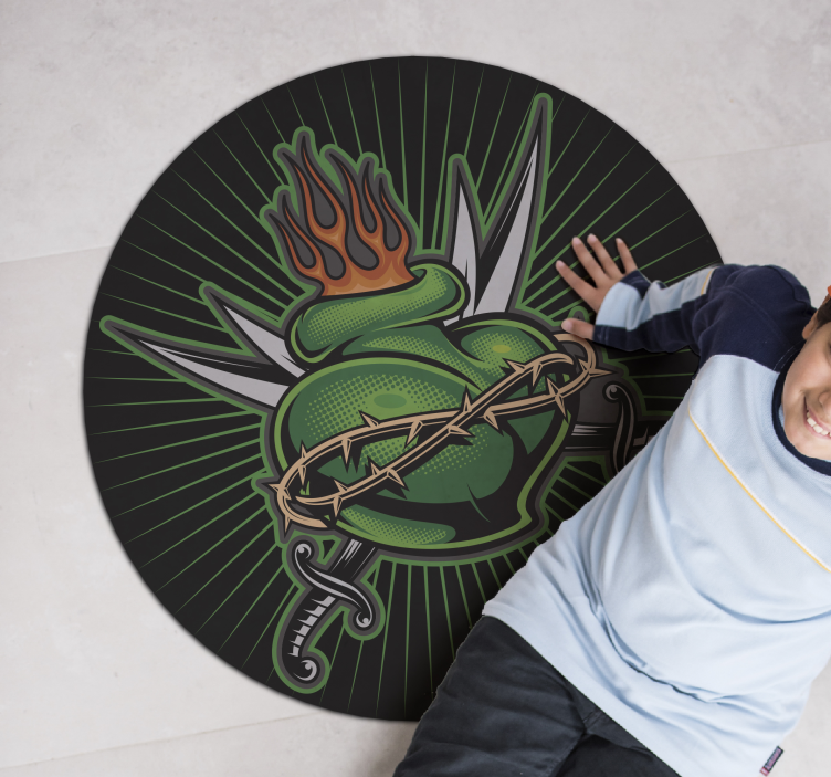 Alfombra vinílica juegos corazón de espada de fuego - TenVinilo