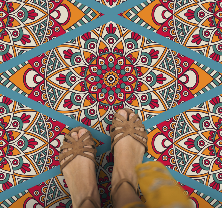 Alfombra vinílica mandala concepto colorido y alegre - TenVinilo