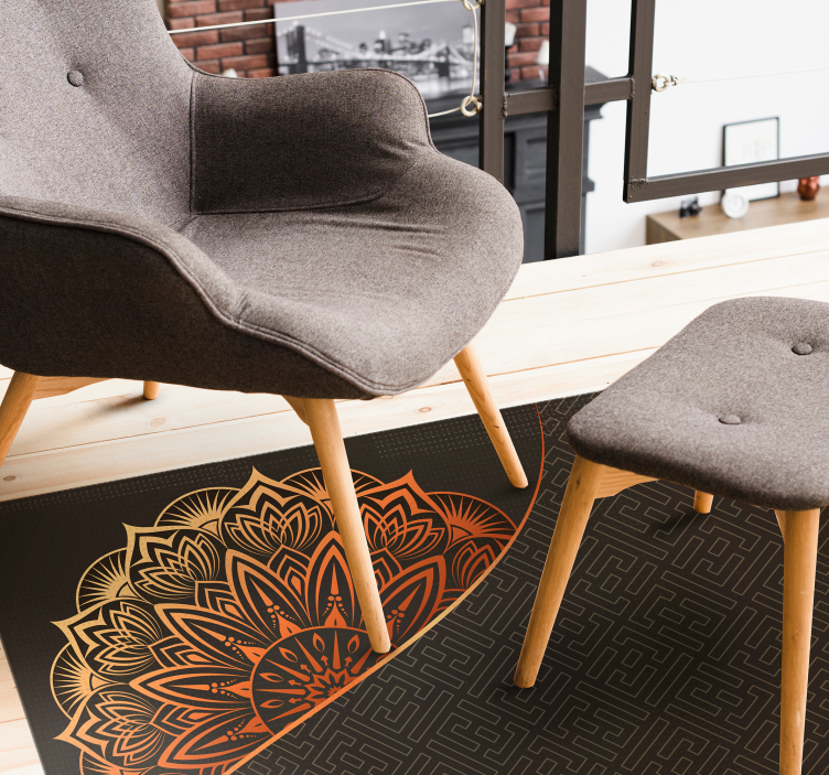 Alfombra vinílica mandala diseño de esquina mandala - TenVinilo