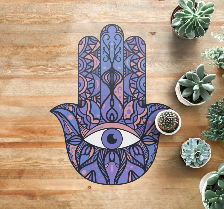Alfombra vinílica mandala motivo de mano de hamsa - TenVinilo