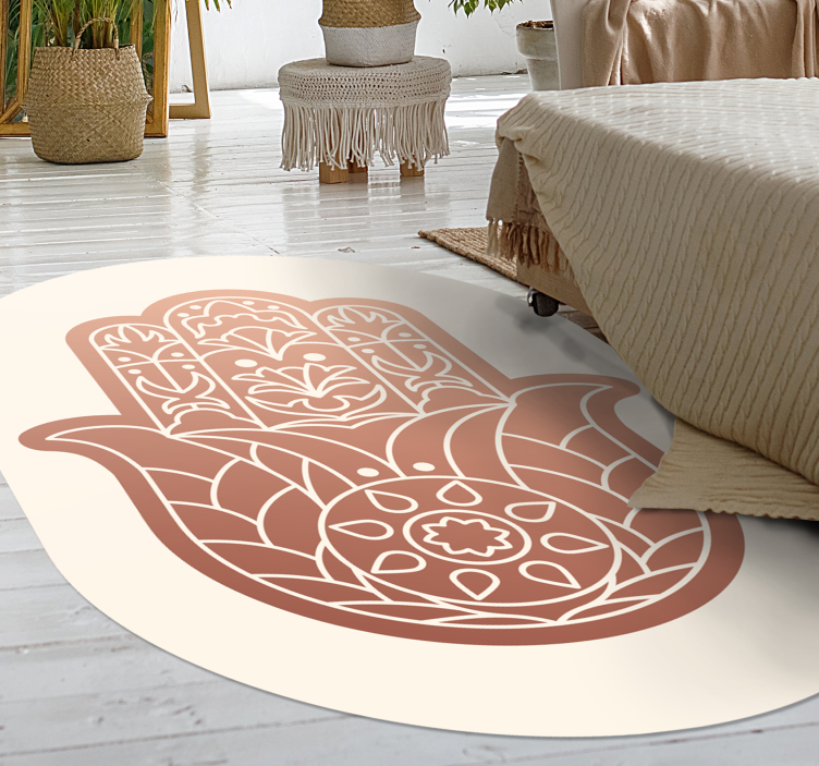 Alfombra vinílica mandala mano beige de fátima - TenVinilo