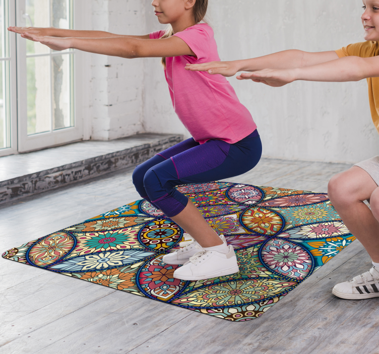 Alfombras vinílica cuadrada de mandalas a todo color - TenVinilo