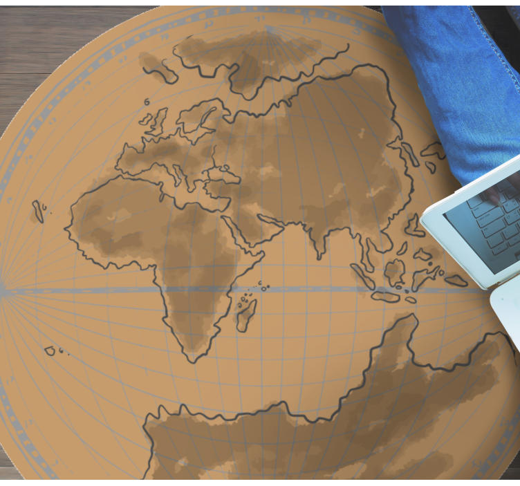 Alfombra vinílica mapamundi contorno del mapa global - TenVinilo
