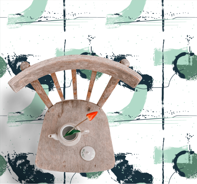 Alfombra vinílica minimalista trazos verdes abstractos - TenVinilo