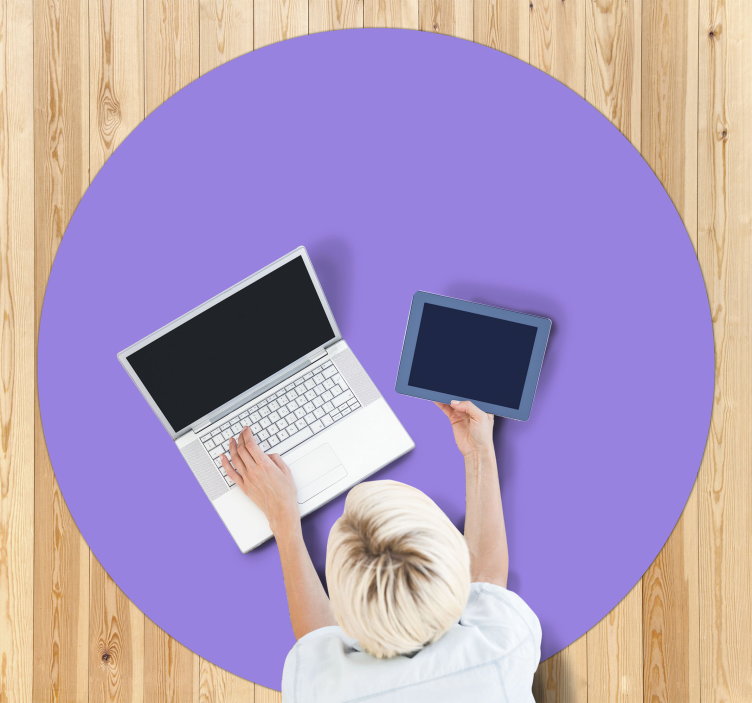 Alfombra vinílica moderna superficie circular púrpura - TenVinilo