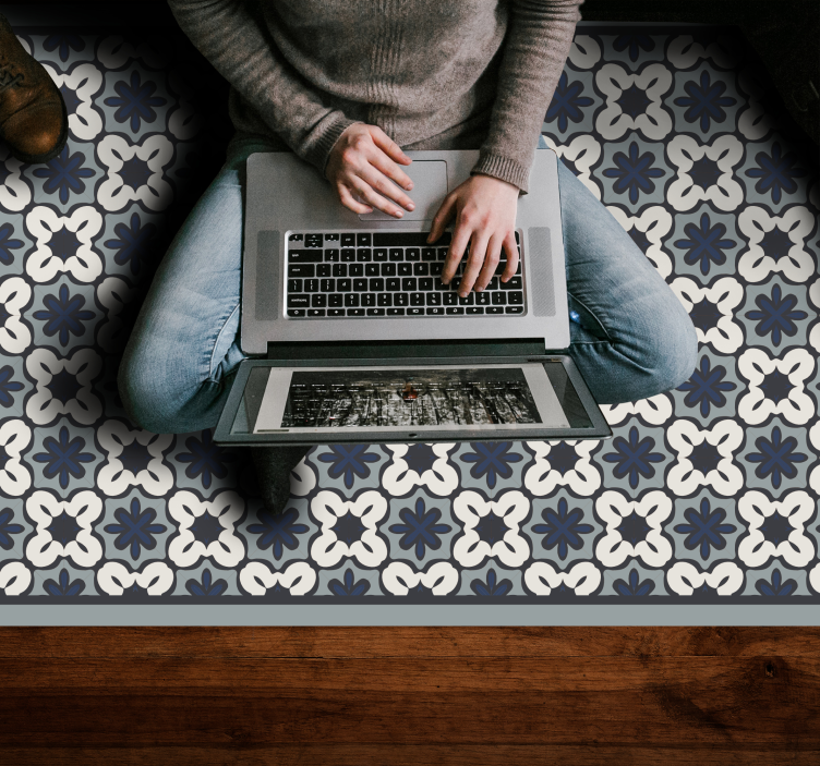 Alfombra vinílica mosaico arreglo clásico gris - TenVinilo