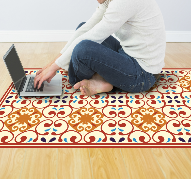 Alfombra vinílica mosaico elaborado motivo botánico - TenVinilo