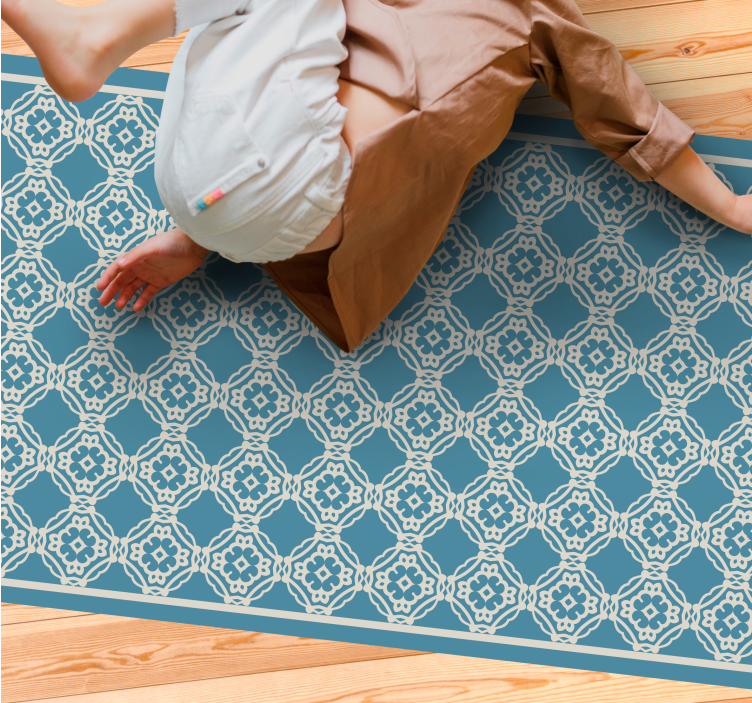 Alfombra vinílica mosaico elegante composición azul - TenVinilo