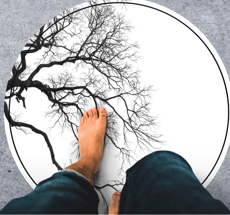 Alfombra vinílica naturaleza arte de silueta de rama - TenVinilo