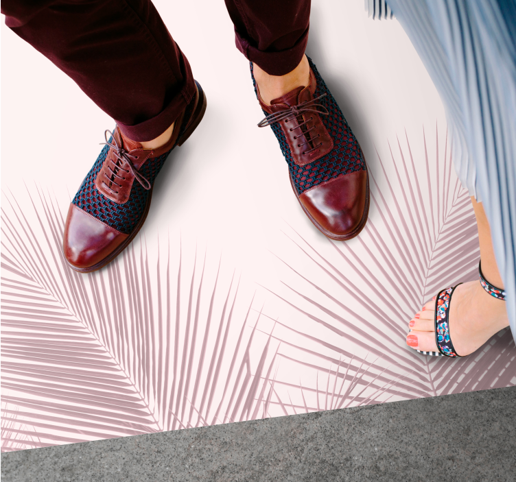 Alfombra vinílica flores elegantes imágenes de palmeras - TenVinilo