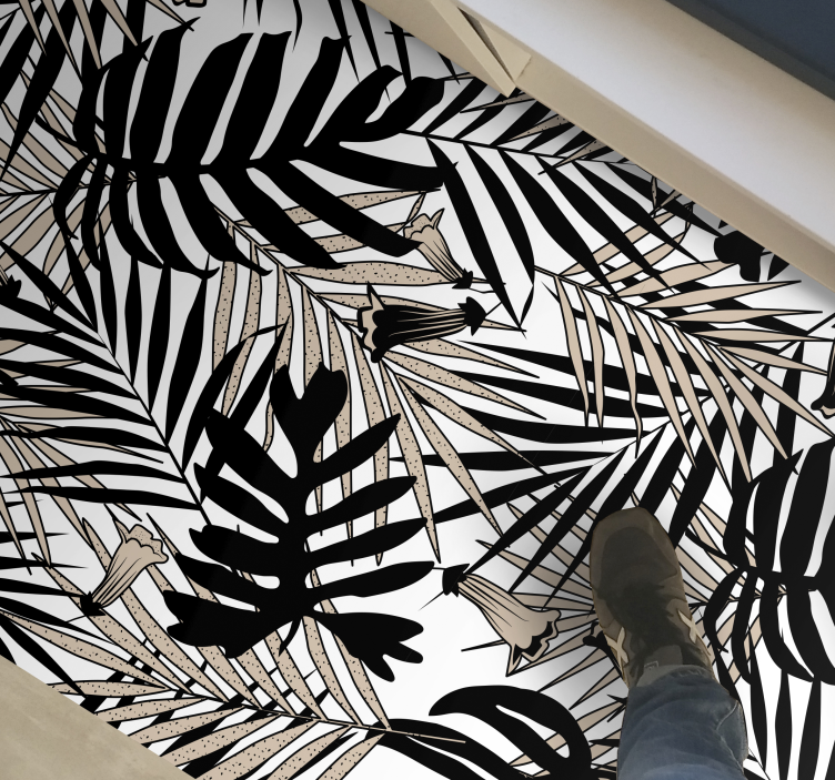 Alfombra vinílica naturaleza elemento de hoja tropical - TenVinilo