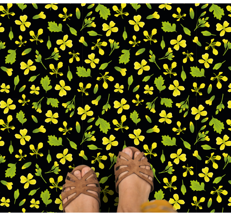Alfombra vinílica naturaleza patrón floral vibrante - TenVinilo