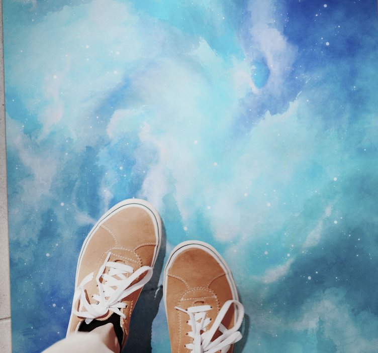 Alfombra vinílica imitación acuarela celestial - TenVinilo