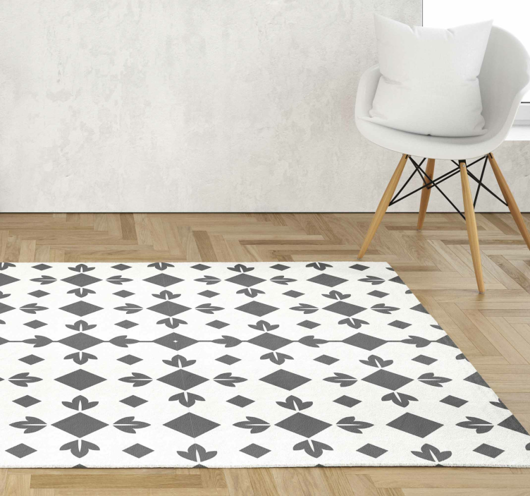 Alfombra vinílica comedor azulejos blancos y negros - TenVinilo