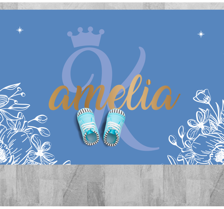 Alfombra vinílica juvenil nombre floral e inicial - TenVinilo