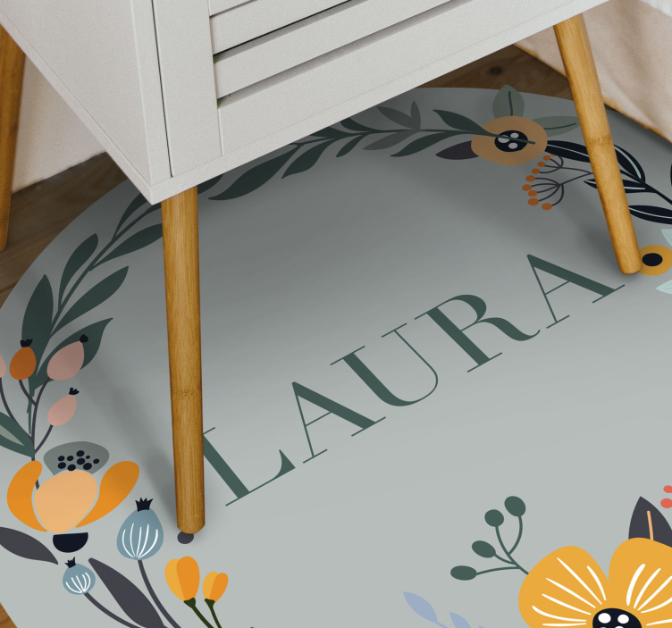 Alfombra vinílica personalizable diseño floral personalizado - TenVinilo