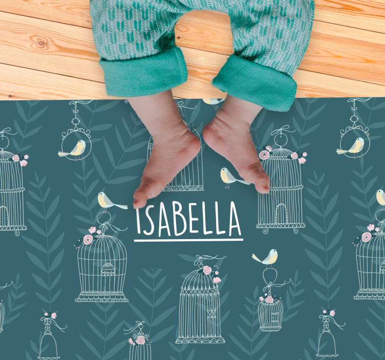 Alfombra vinílica personalizable patrón floral de jaula - TenVinilo