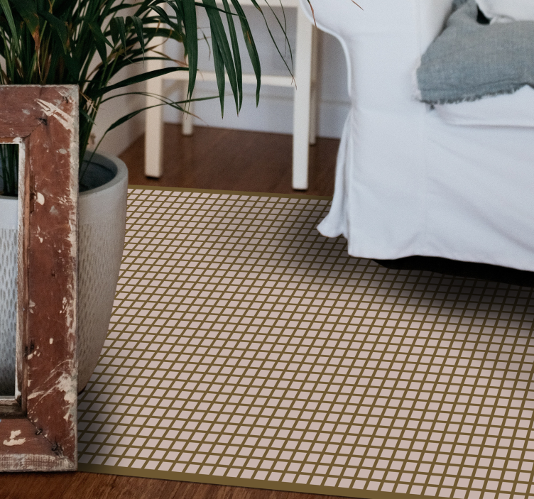 Alfombra vinílica rayas patrón de cuadrícula geométrica - TenVinilo