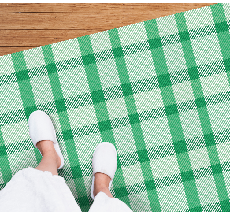 Alfombra vinilo rectangular Cuadrados estampados verdes y blancos - TenVinilo