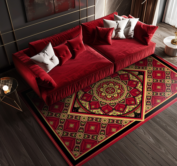 Alfombra vinílica roja diseño clásico ornamental - TenVinilo