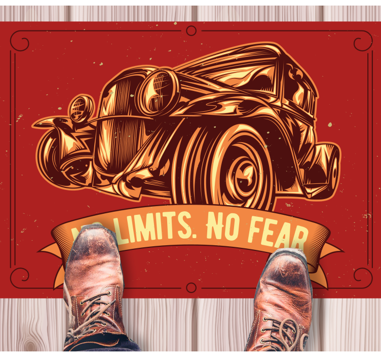 Alfombra vinílica frase ilustración de coche clásico - TenVinilo