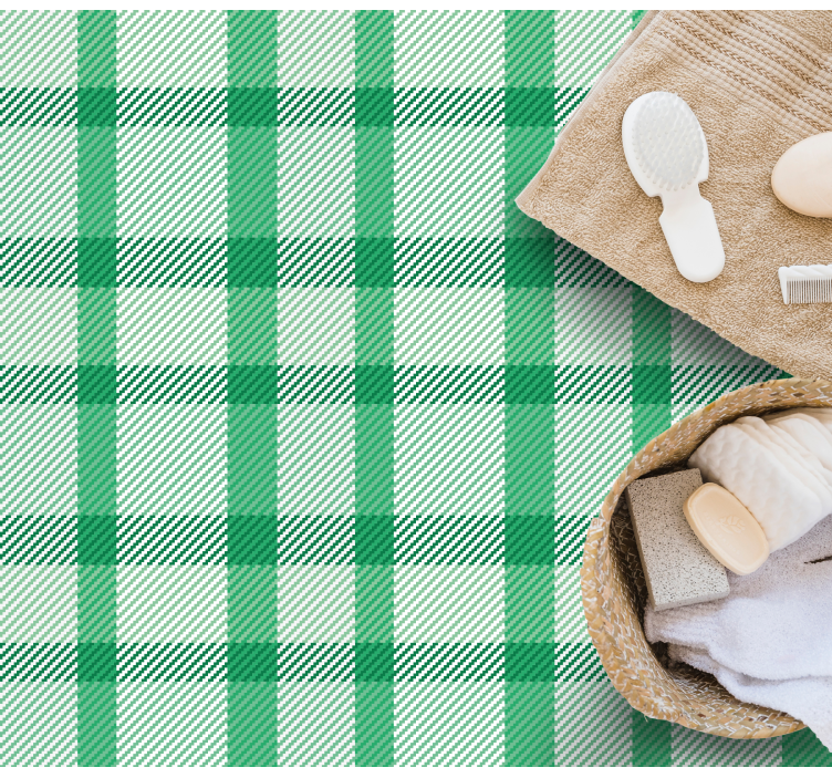 Alfombra vinílica rayas motivo de cuadros verdes - TenVinilo