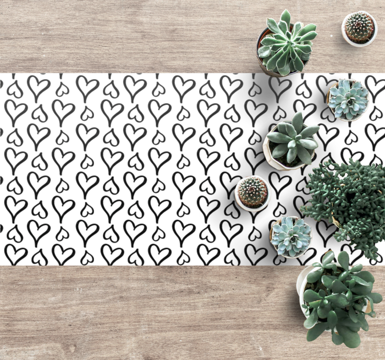 Alfombra vinílica textura patrón corazones negros - TenVinilo