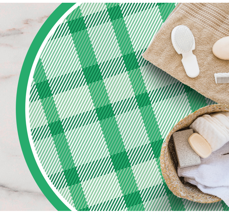Alfombra vinílica redonda patrón de cuadros verdes - TenVinilo
