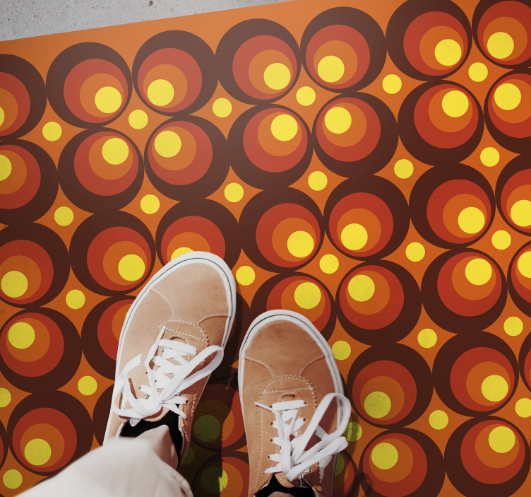 Alfombra vinílica textura patrones circulares retro - TenVinilo
