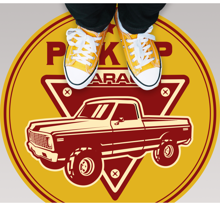 Alfombra vinílica vintage garaje de camionetas clásicas - TenVinilo