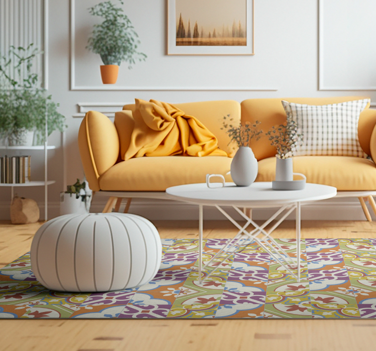 Alfombra de vinilo vintage patrón de baldosas ornamentales - TenVinilo