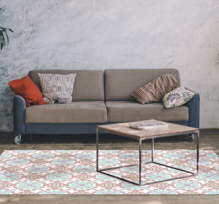 Alfombras vinílica azulejos mandala rosa - TenVinilo