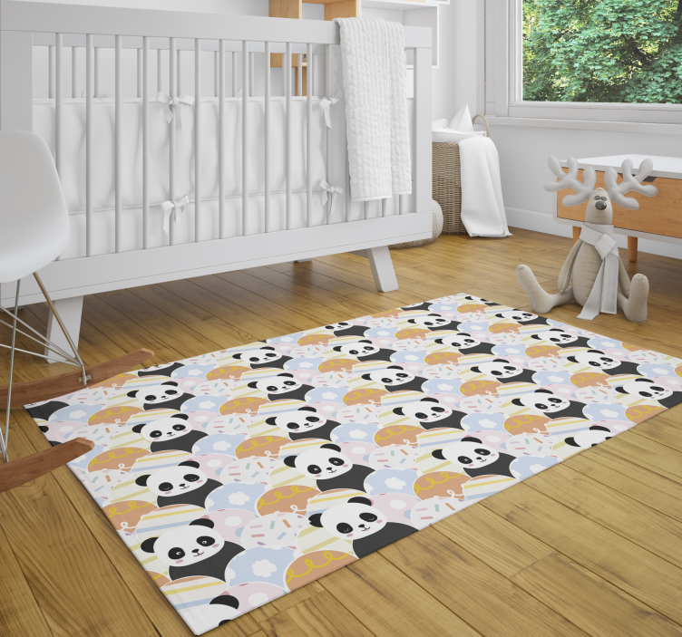 Alfombra vinílica bebé patrón de patio de juegos panda - TenVinilo