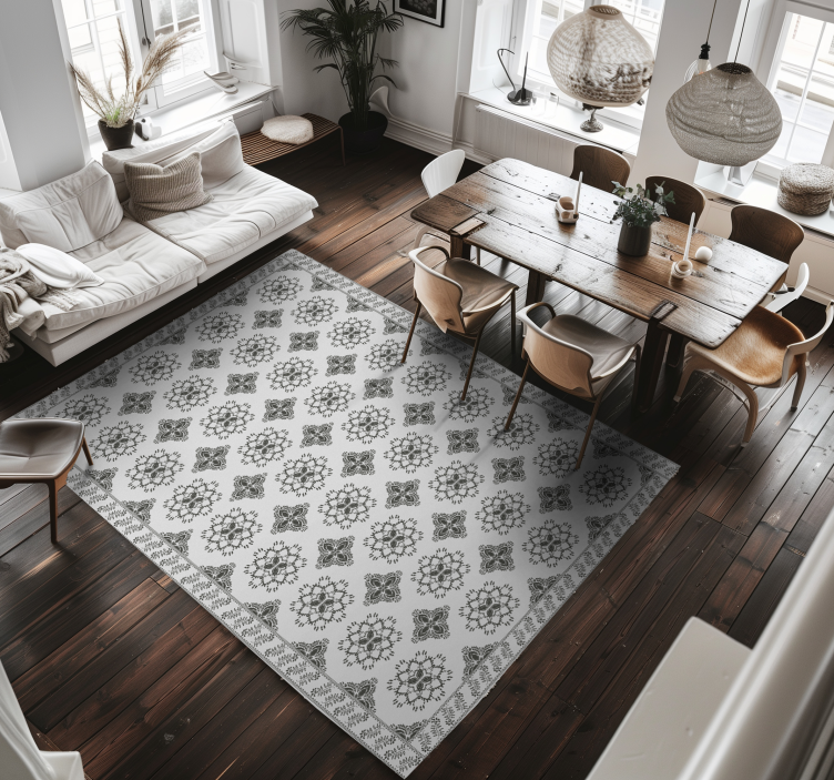 Alfombra vinílica comedor diseño floral vintage - TenVinilo