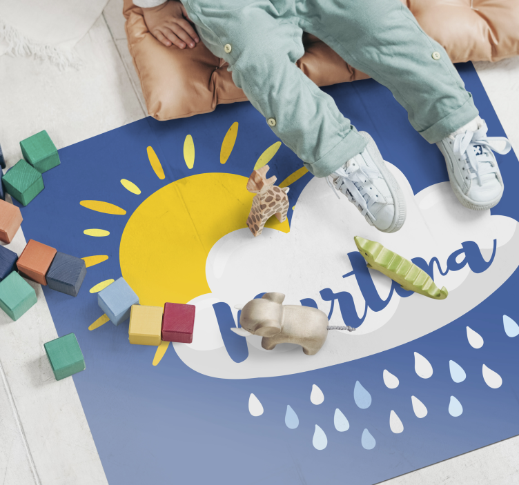 Alfombra vinílica infantil con nombre sol y lluvia - TenVinilo
